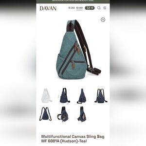 DaVan Teal Canvas Crossbody Backpack